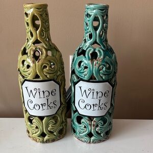 Artistic Green and Teal Wine Cork Holders